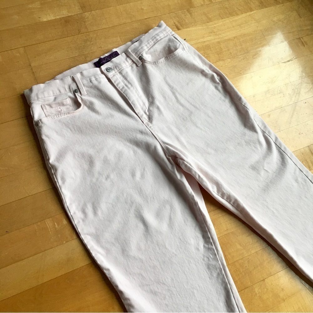 Gloria Vanderbilt Amanda High-Rise, Straight Leg, Zip Fly Jeans, Pink, Size 16